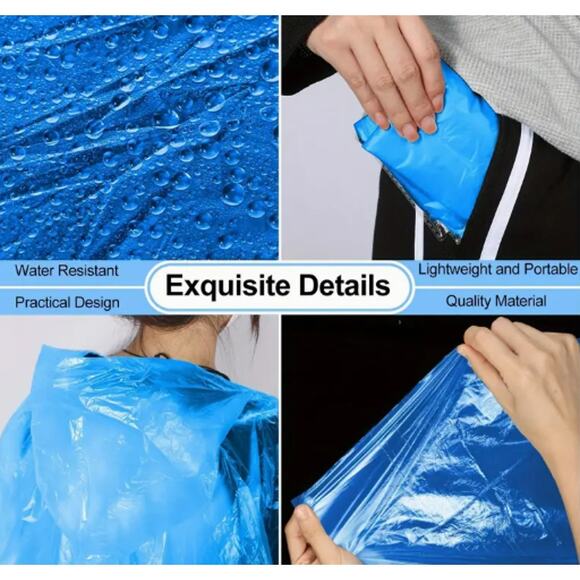 Rain Ponchos 5 pack NEW Rainproof Multicolor Plastic Disposable - Picture 2 of 4